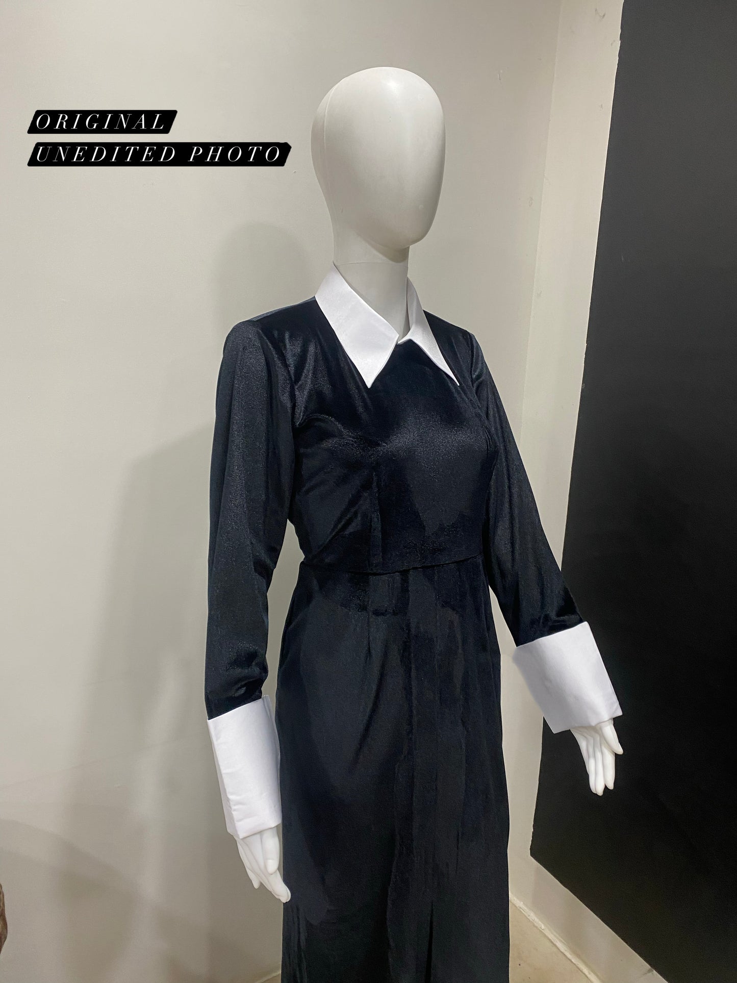 LUXE Black White Collar Cuff Gown