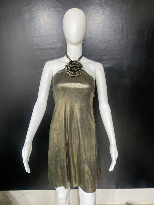 CLEARANCE - Gold Metal Rose Dress