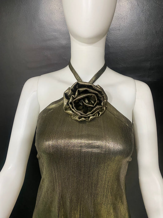 CLEARANCE - Gold Metal Rose Dress