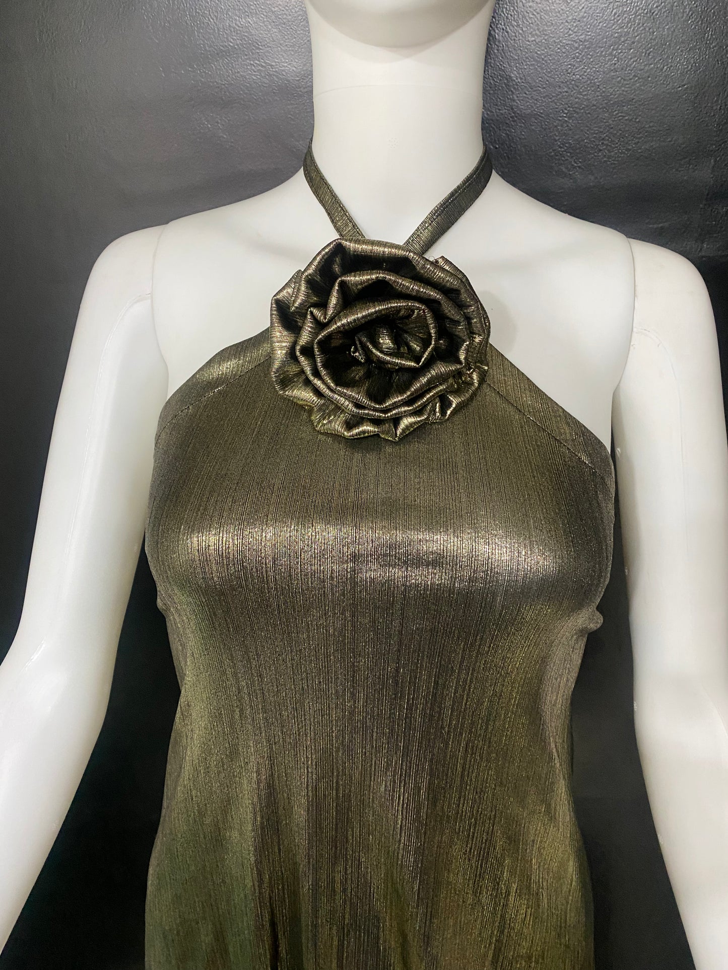 CLEARANCE - Gold Metal Rose Dress