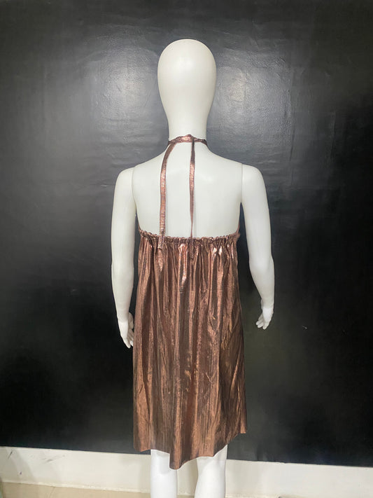 CLEARANCE - Champagne Metal Rose Dress