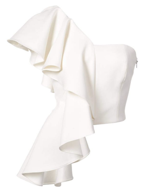 White One Shoulder Ruffle Top