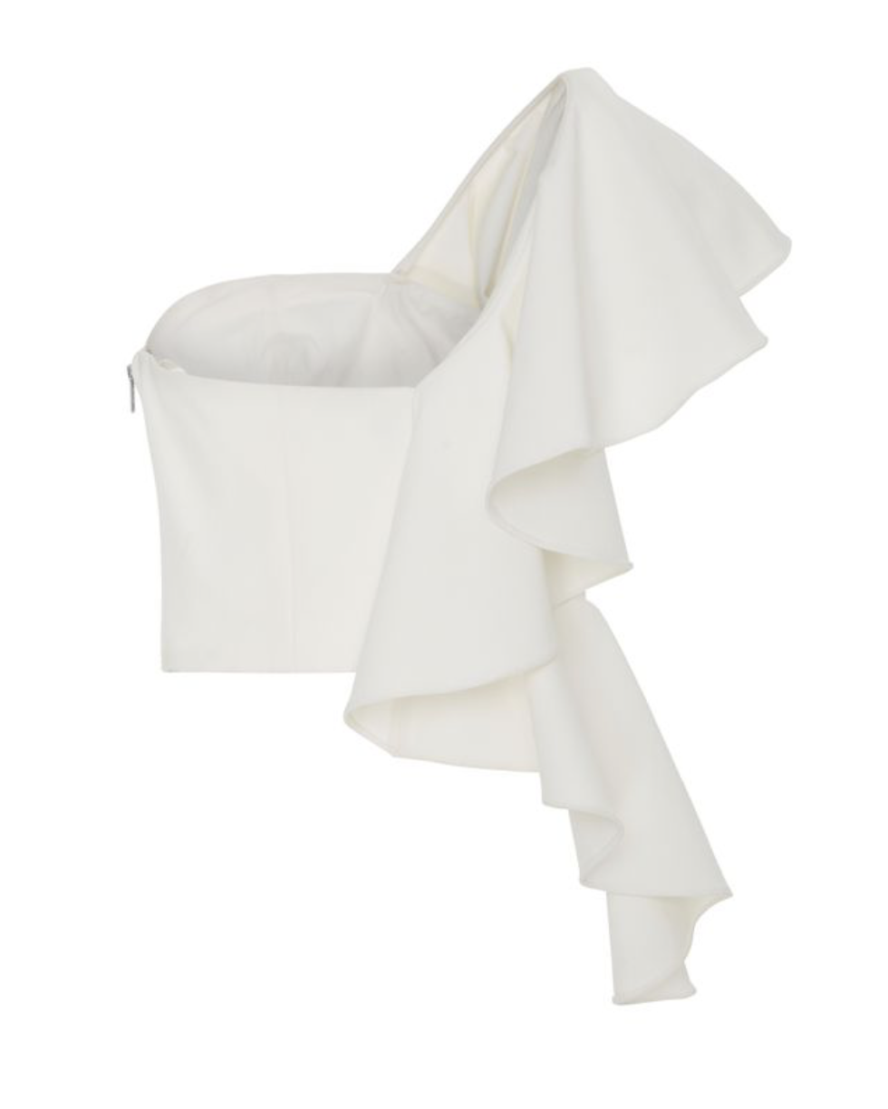 White One Shoulder Ruffle Top