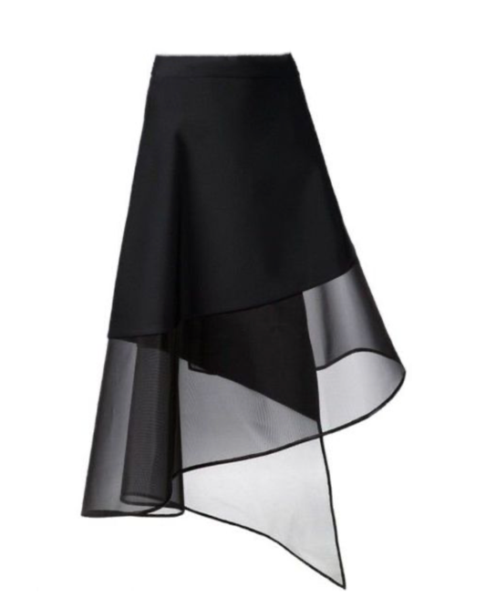 Black Asymmetric Sheer Skirt