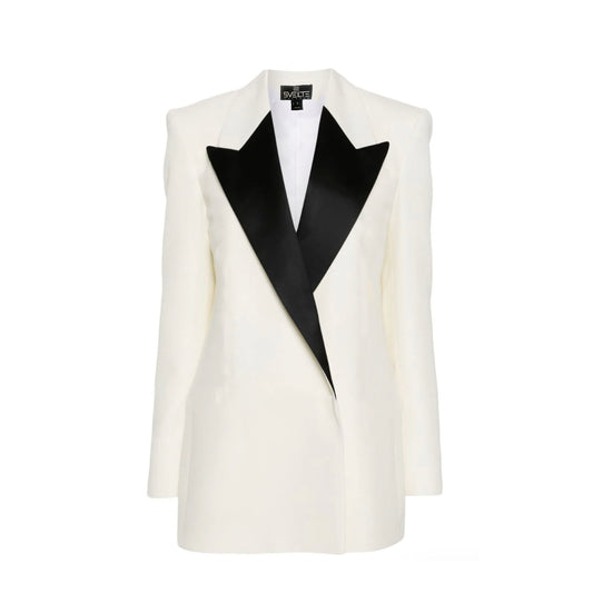 LUXE White Black Accent Collar Blazer