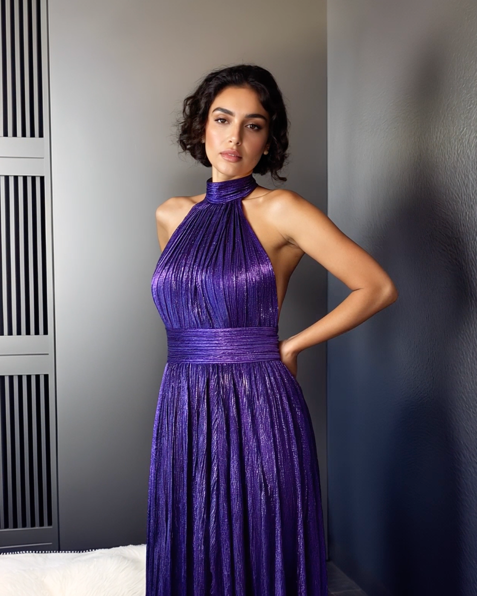 Moon Purple Halter Gown