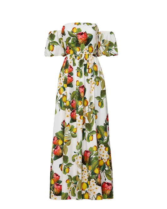 Lemon Cold Shoulder Maxi