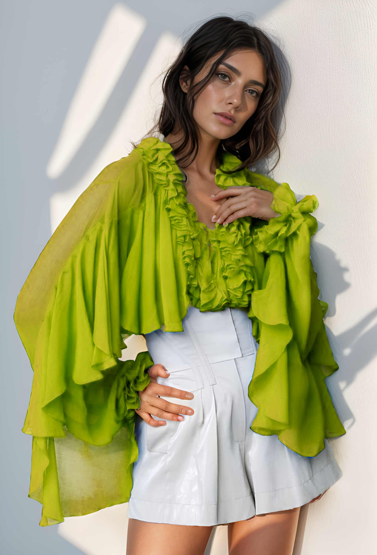 Summer Lime Ruffle Top