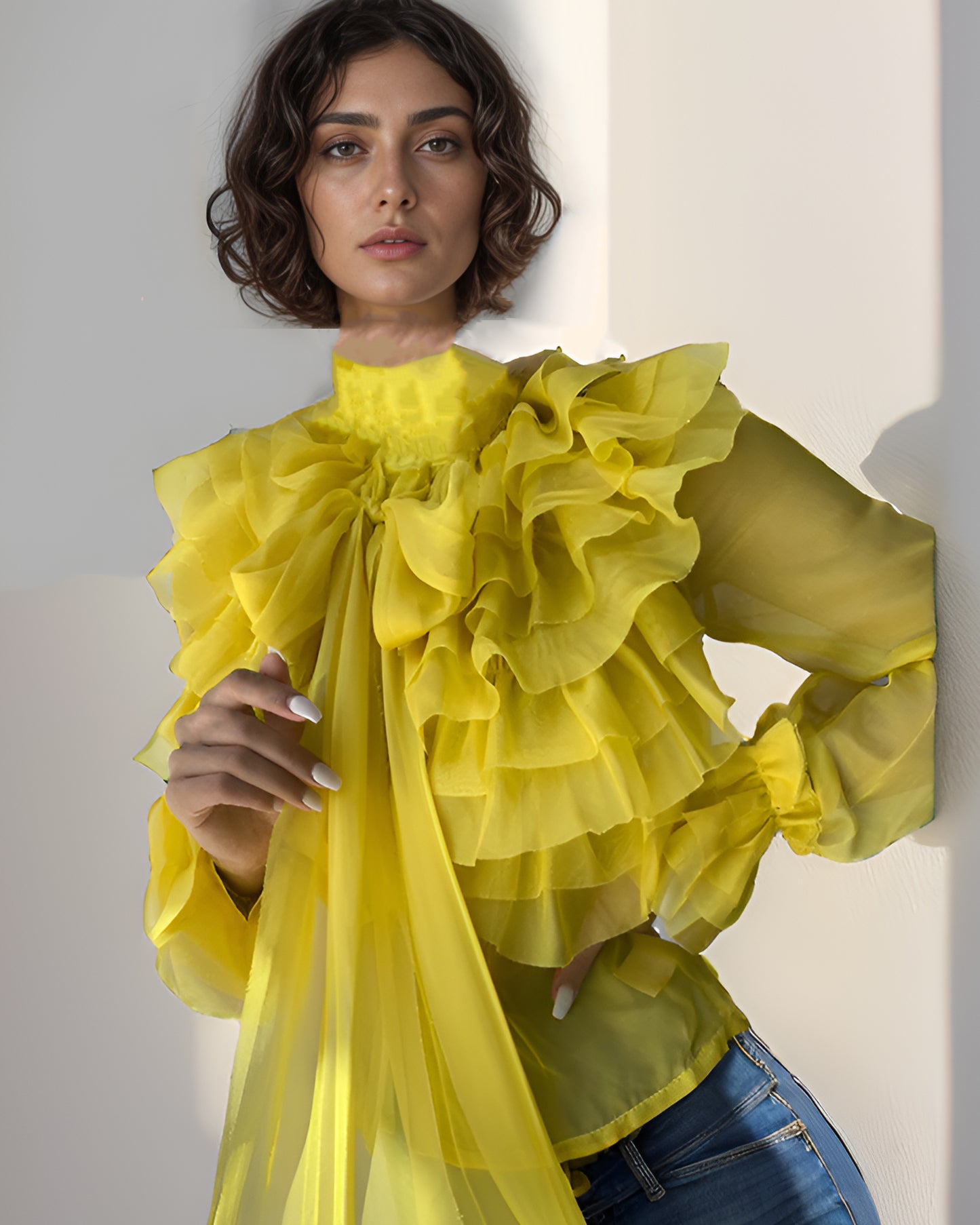 Yellow Ruffle Drama Top