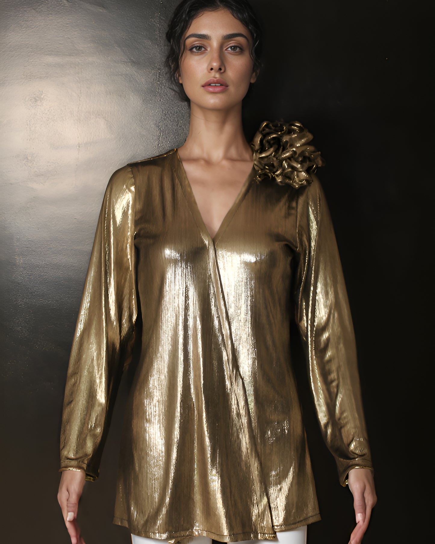 Bronze Ruffle Drama Top