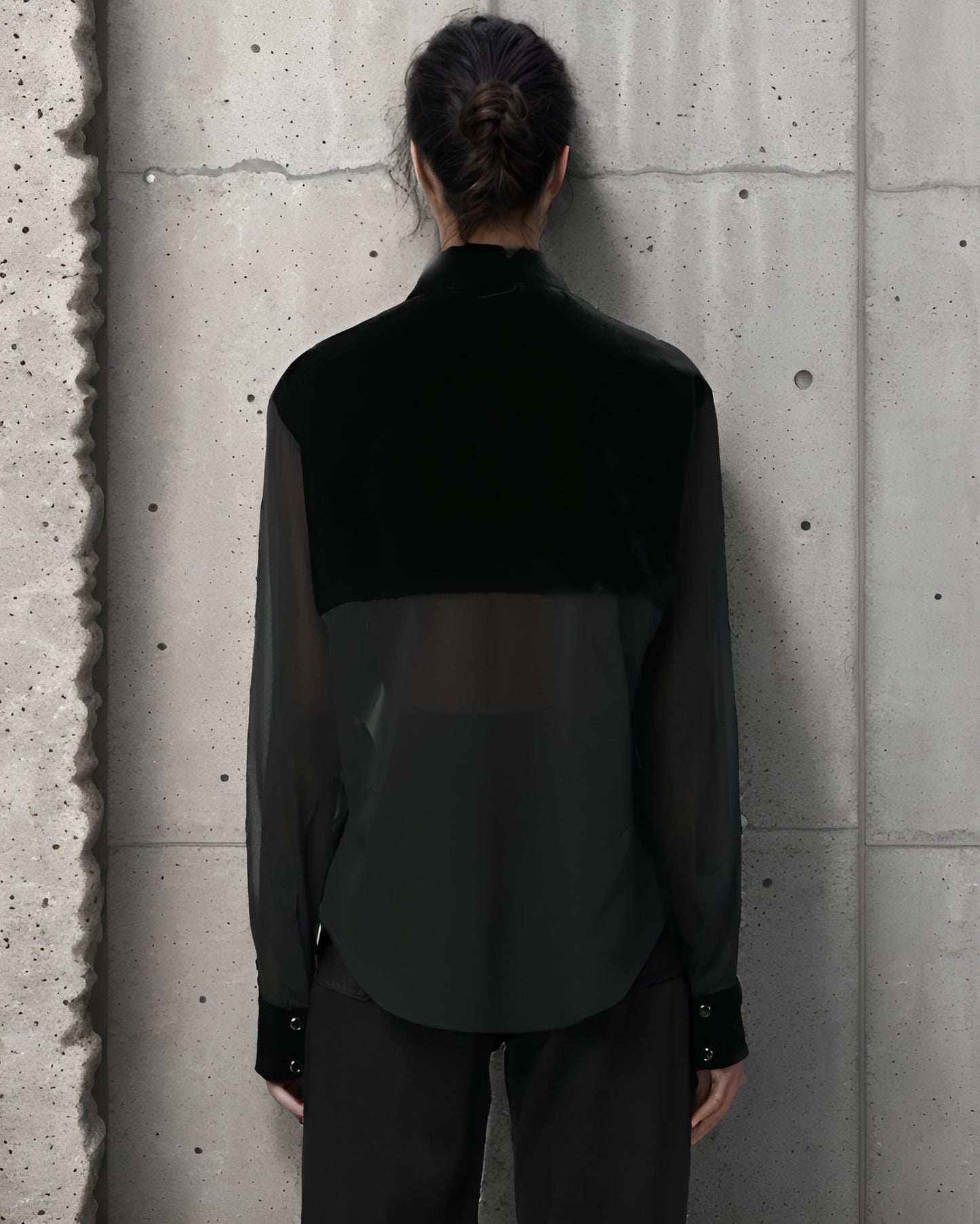 Black Sheer Panel Shirt