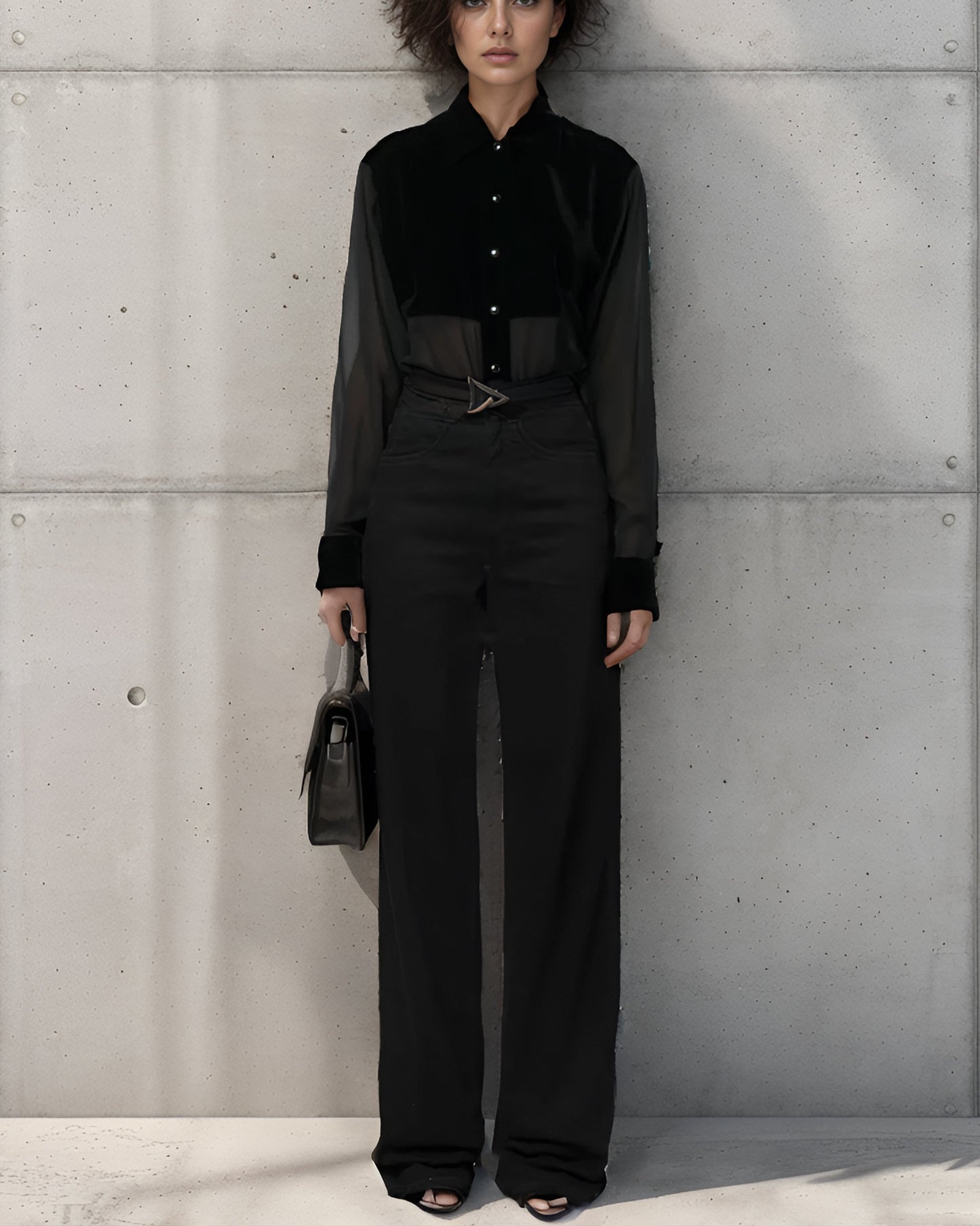 Black Sheer Panel Shirt