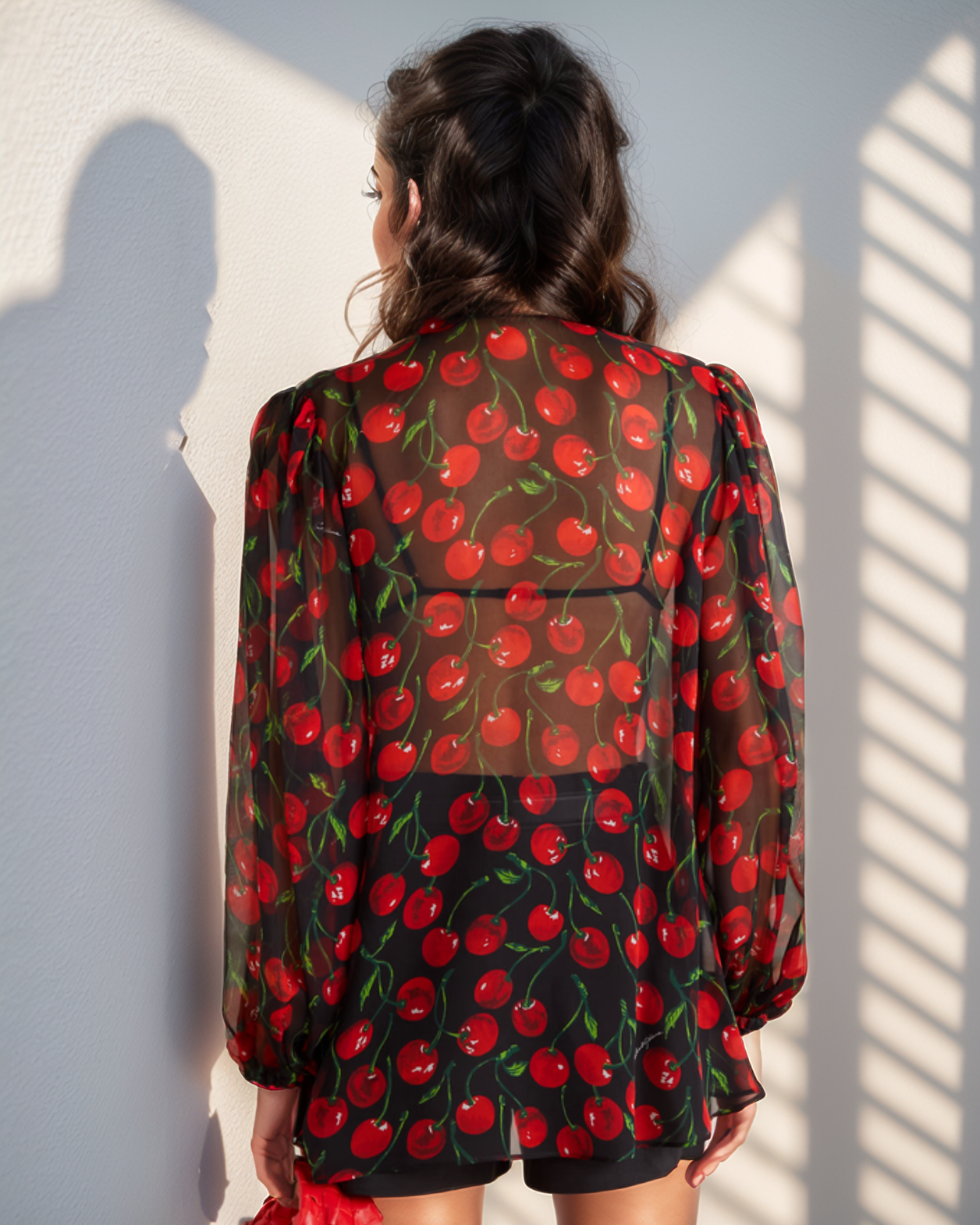 Cherry Pussy Bow Top