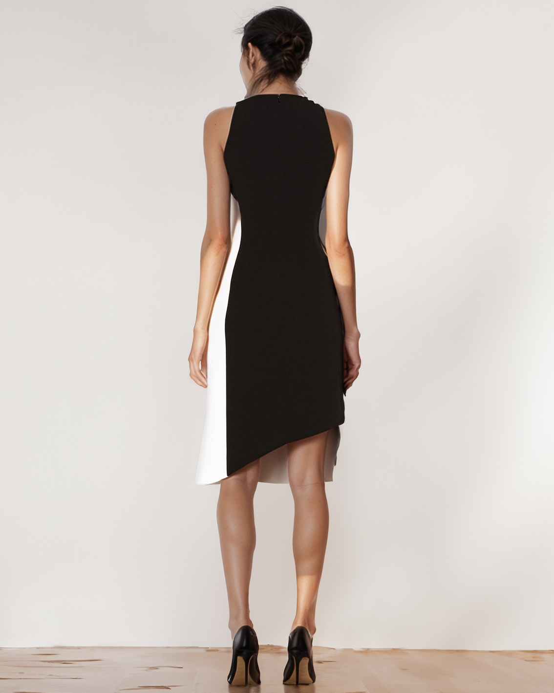 Thierra Black White Asymmetric Dress