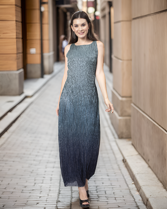 Ombre Metallic Blue Gown