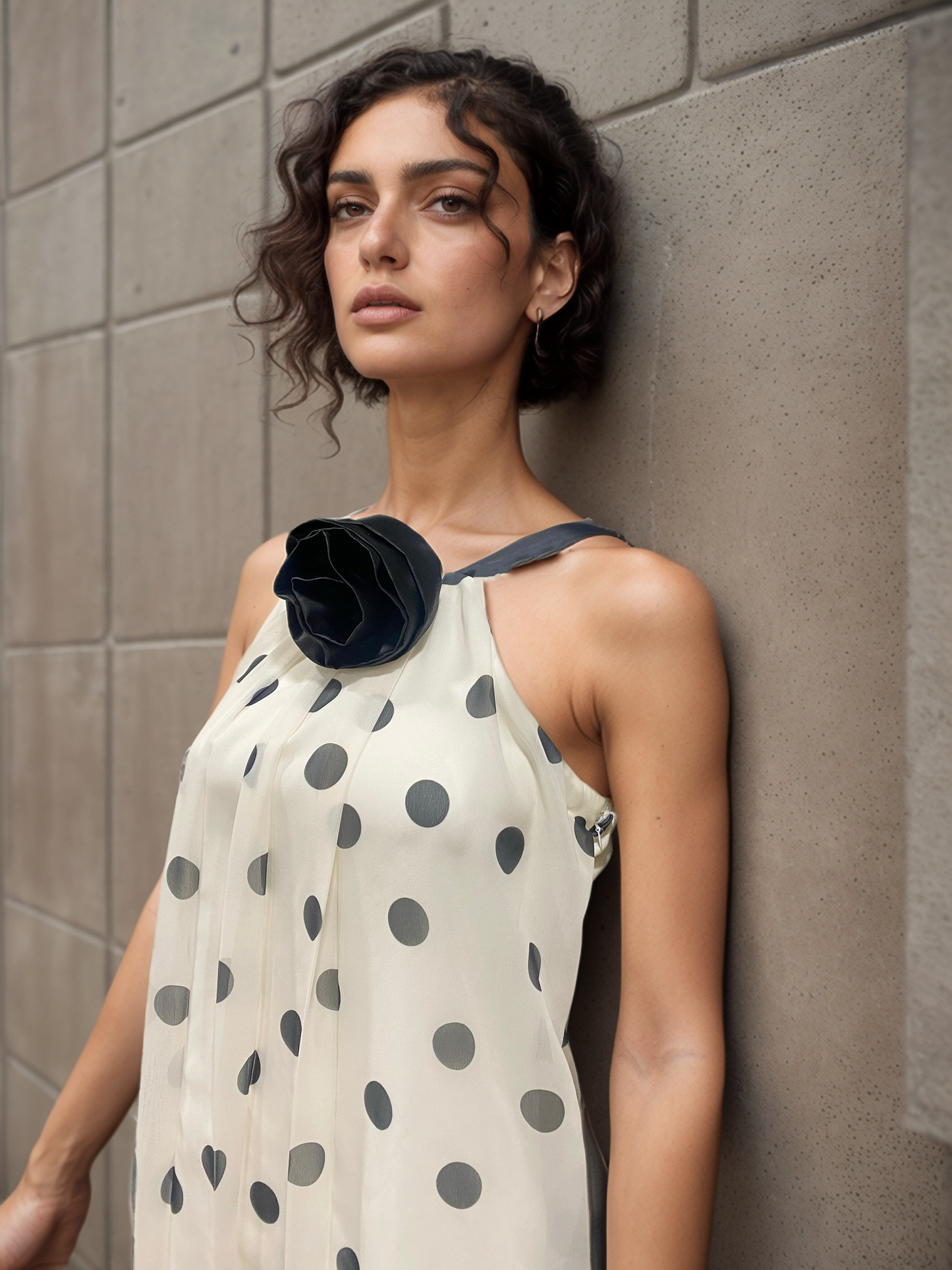 Polka Ruffle Halter Dress