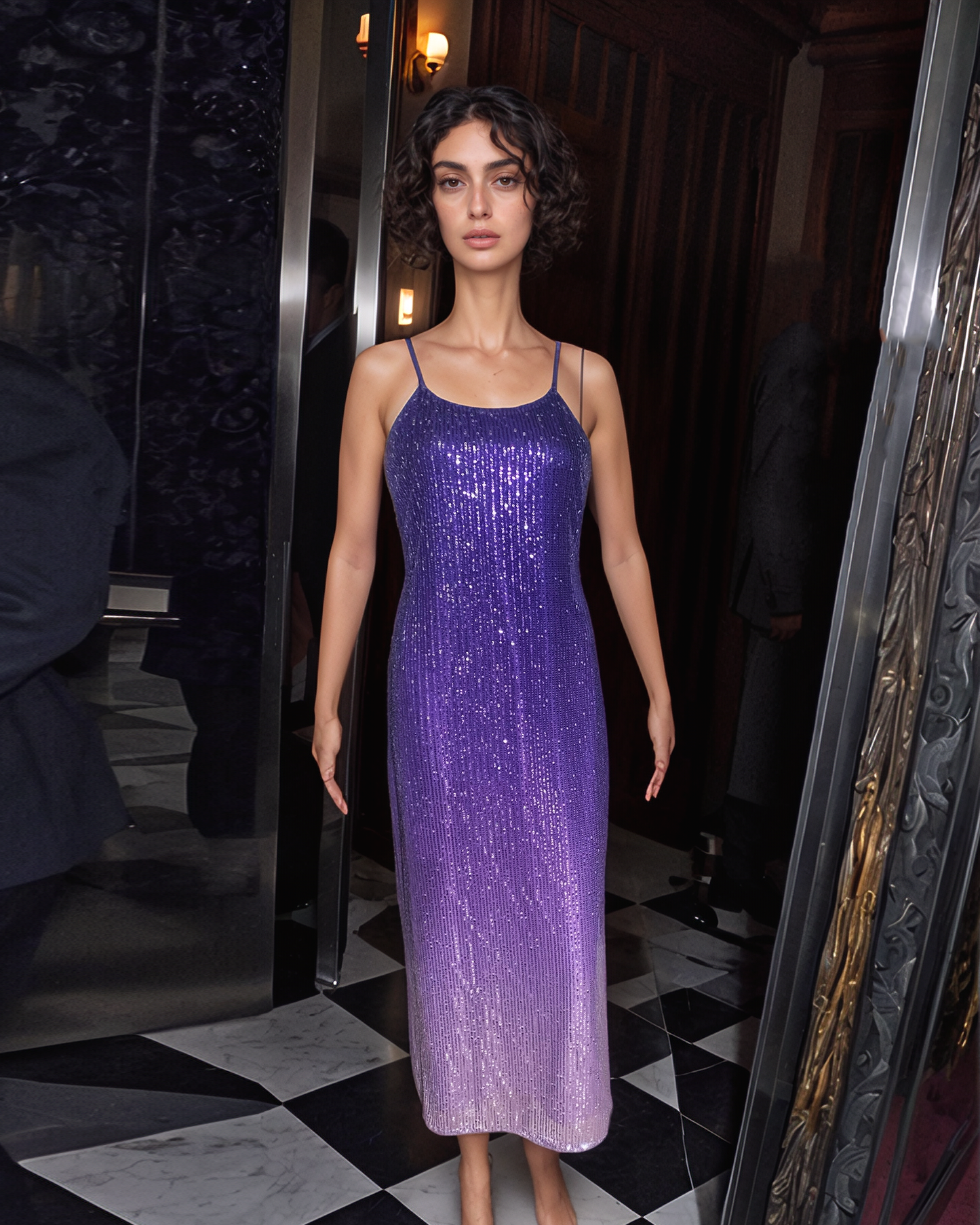 Sequins Purple Ombre Gown