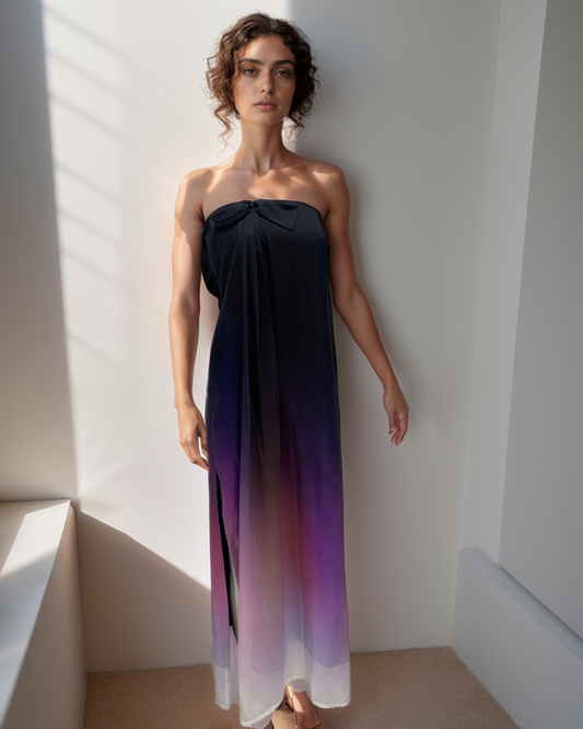 Midnight Black Purple Ombre Tube Gown