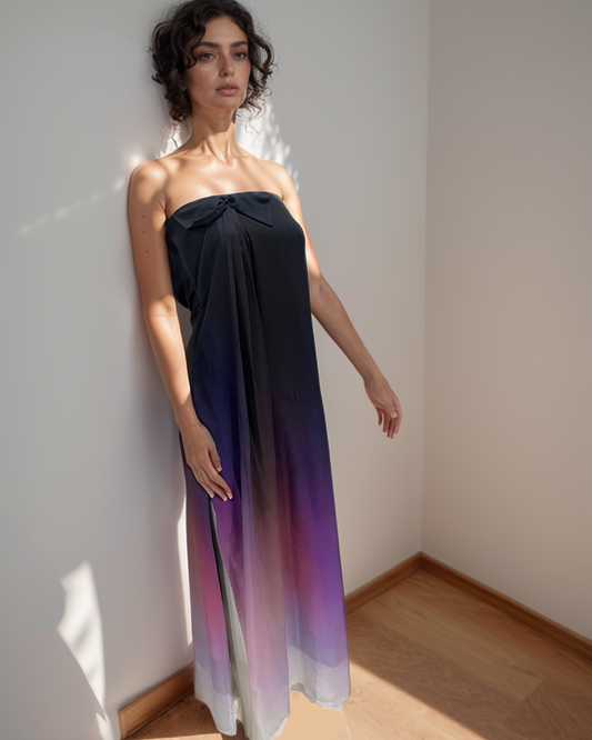 Midnight Black Purple Ombre Tube Gown