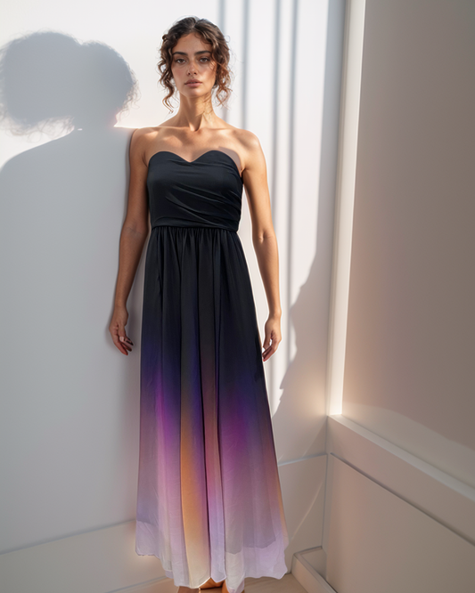 Midnight Black Purple Ombre Princess Gown