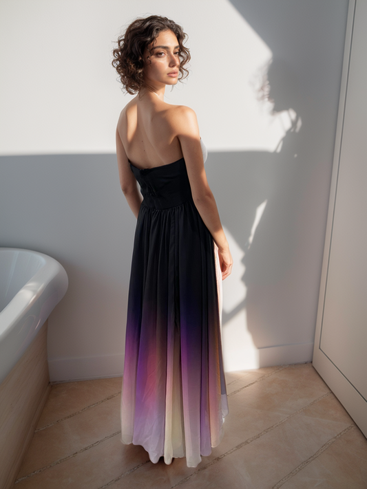 Midnight Black Purple Ombre Princess Gown