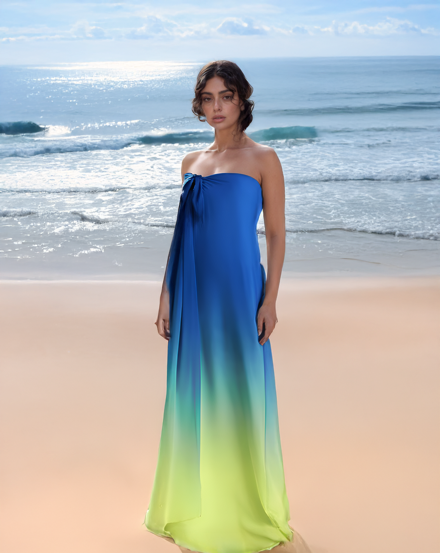 Blue Yellow Ombre Tube Gown