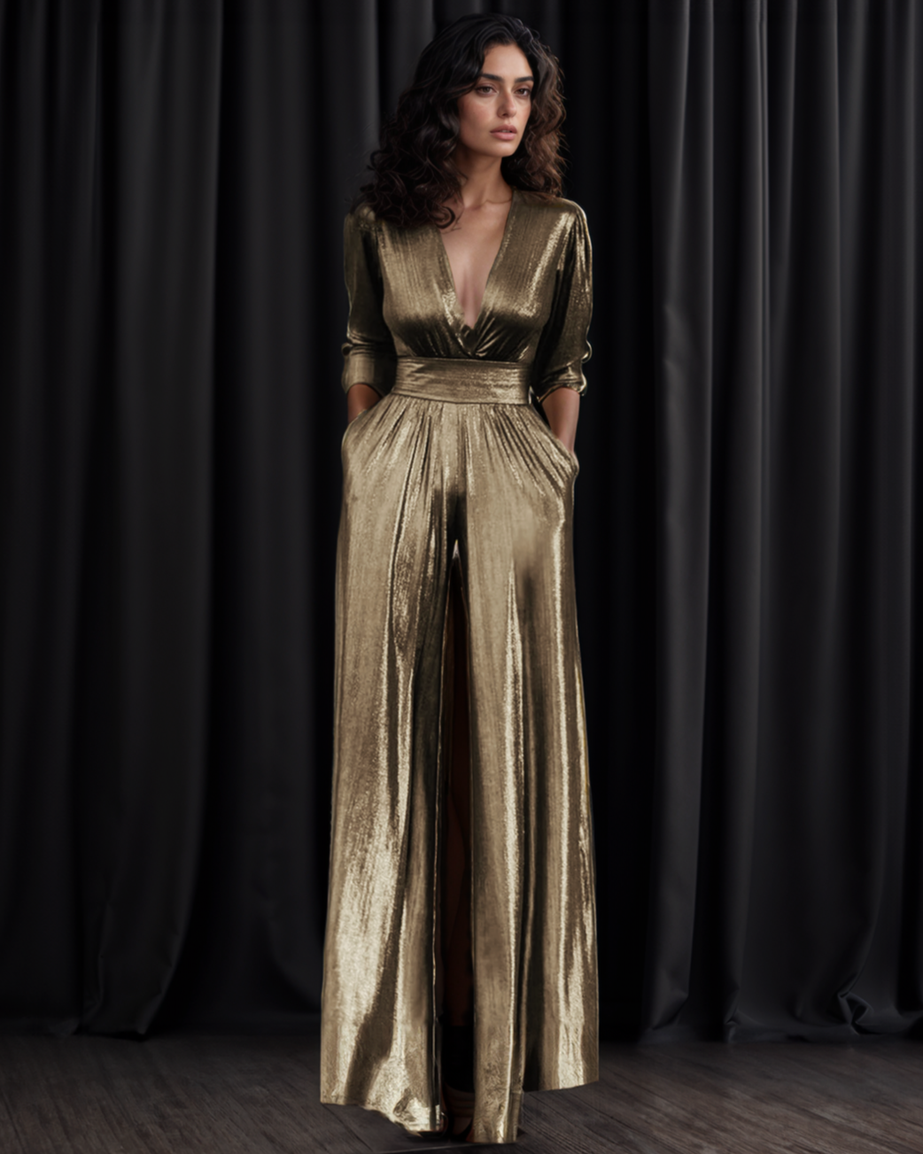 Gold Metallic Vintage Jumpsuit