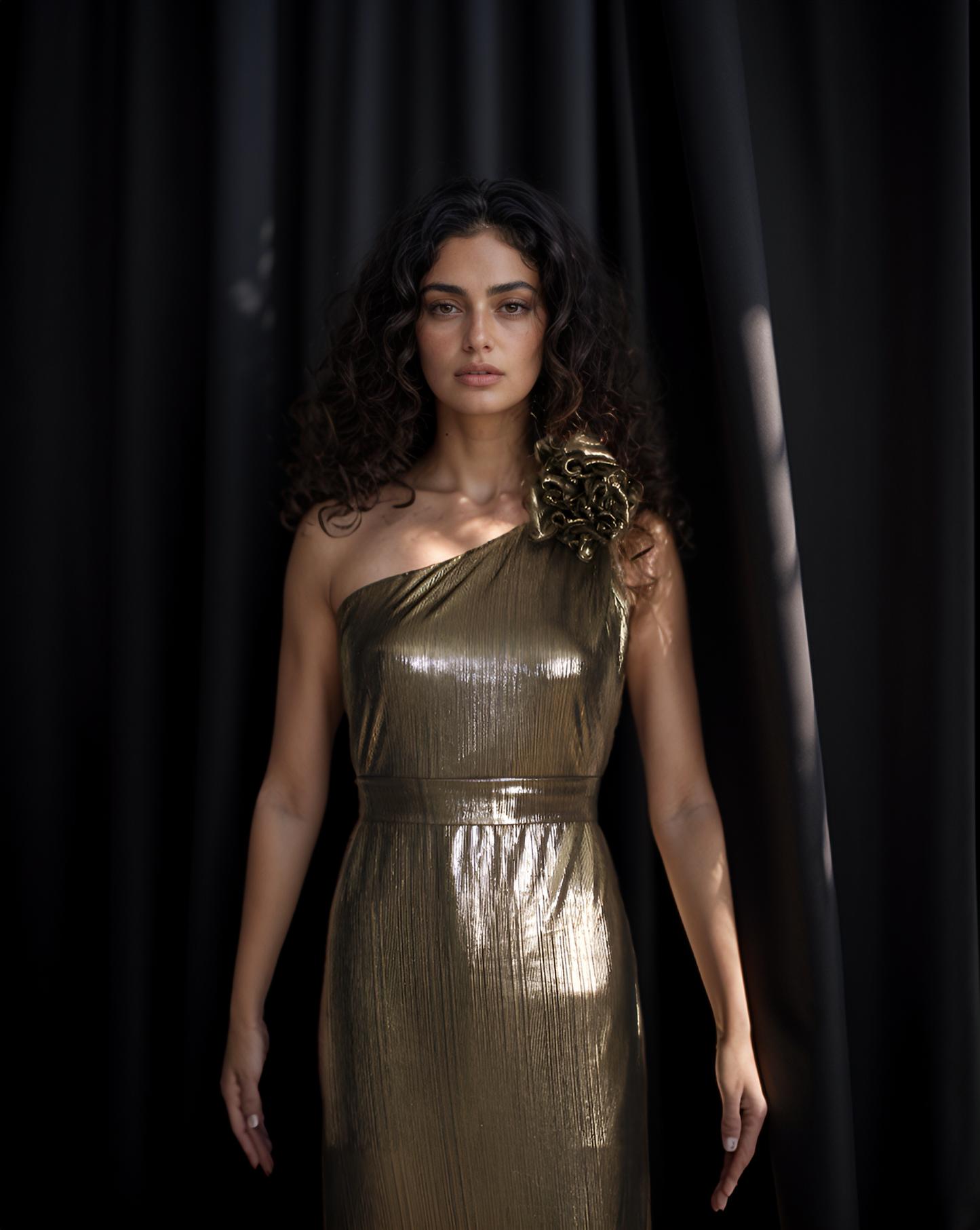 LUXE Bronze Ruffle Gown