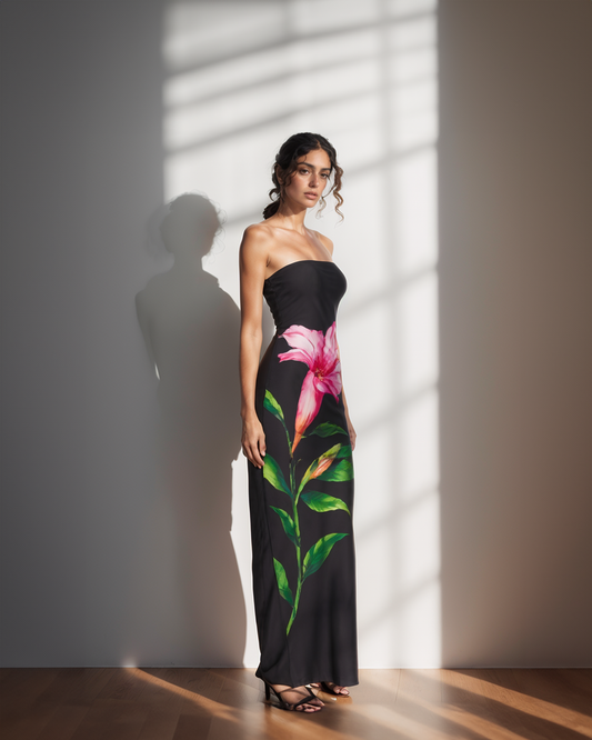 Black Lily Tube Gown
