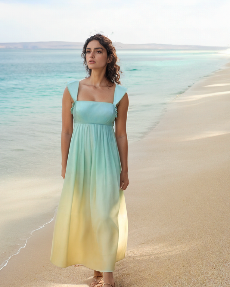 Ombre Blue Yellow Pastel Midi