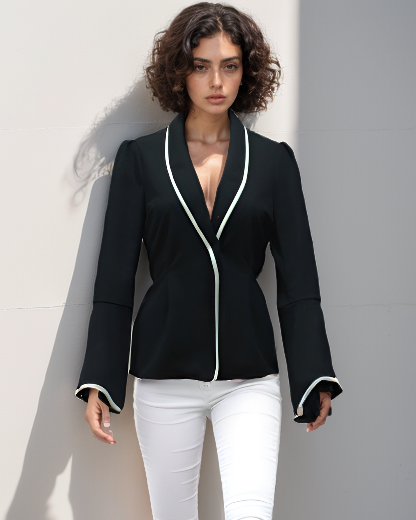 Black Wrap Blazer Top