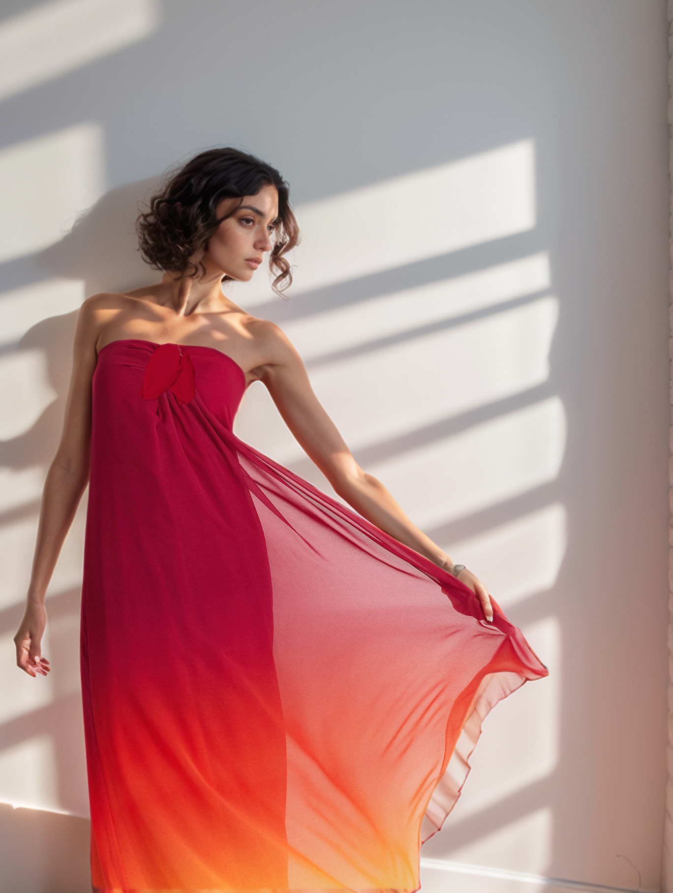Red Yellow Ombre Tube Gown
