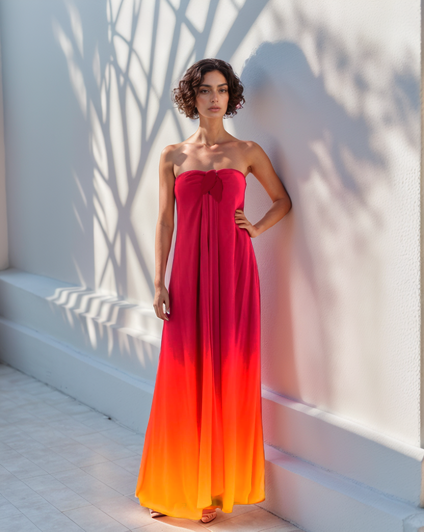 Red Yellow Ombre Tube Gown