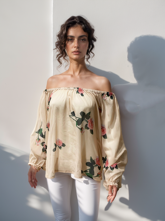 CLEARANCE Rose Off-Shoulder Top