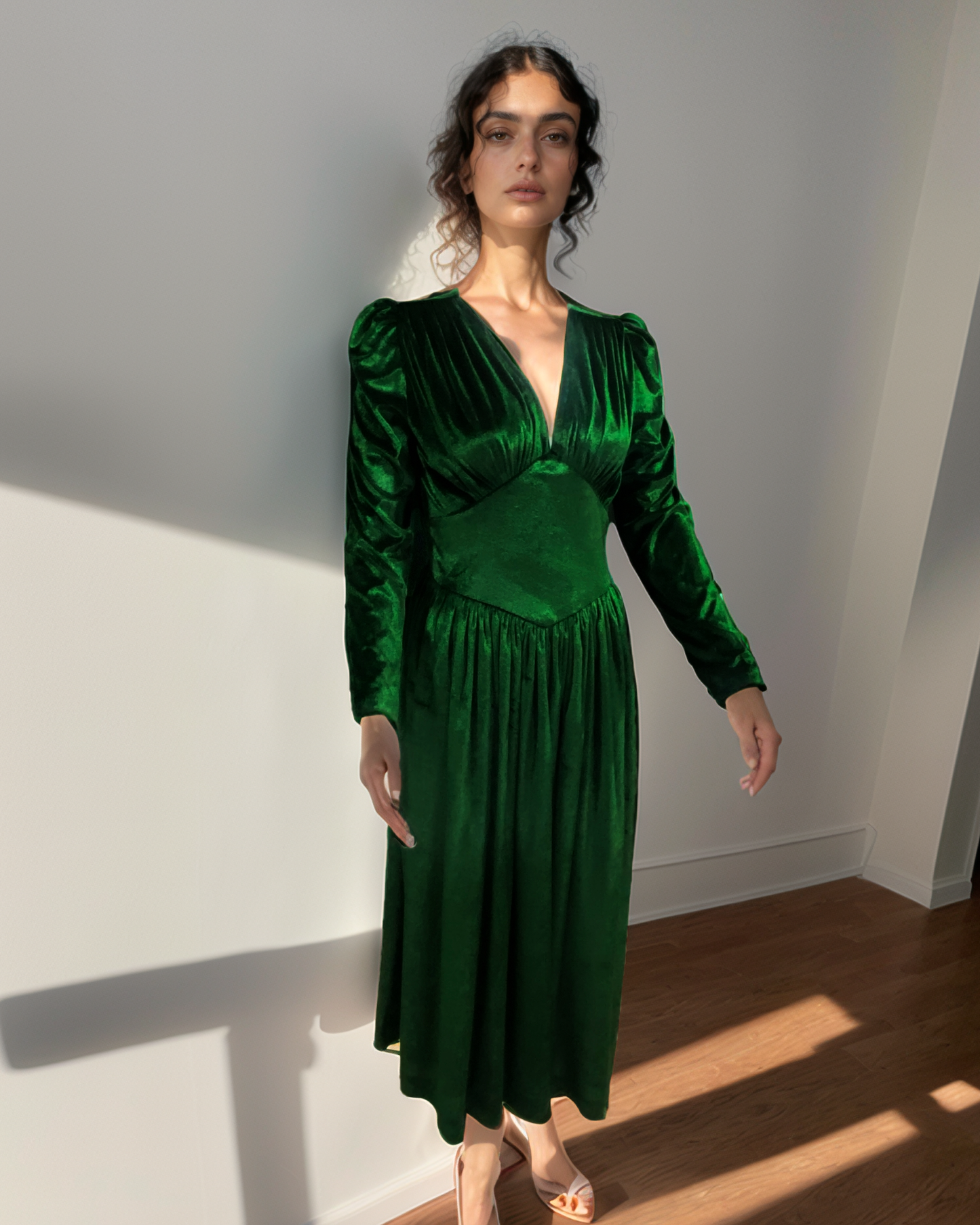 Emerald Vintage Wrap Dress