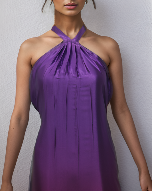 Purple Orange Halter Gown