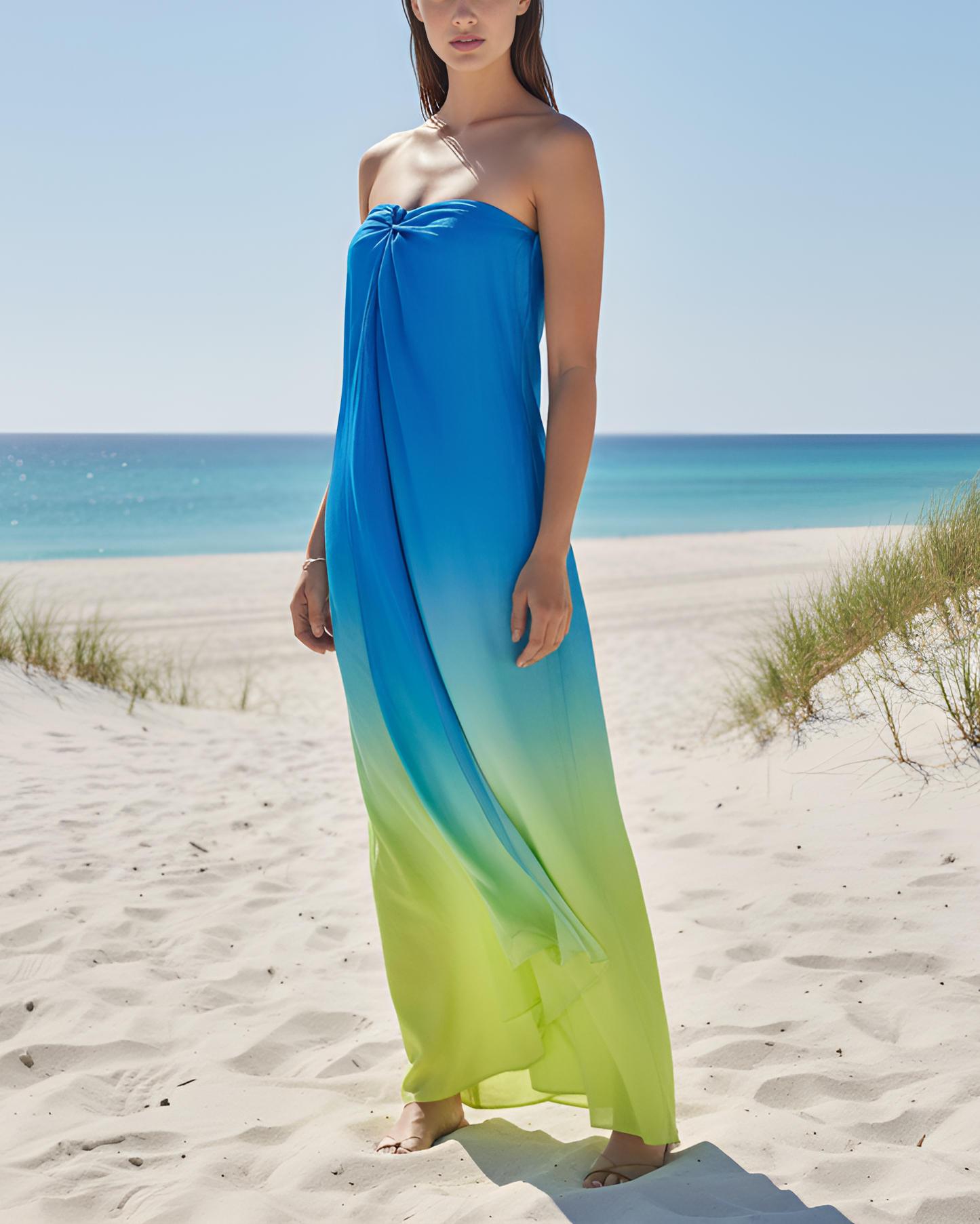 Blue Yellow Ombre Tube Gown