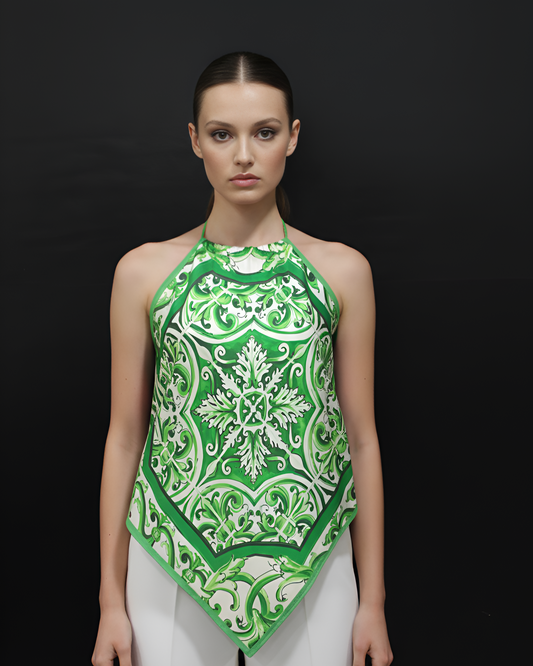 Majolica Green Handkerchief Top