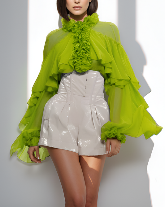 Summer Lime Ruffle Top