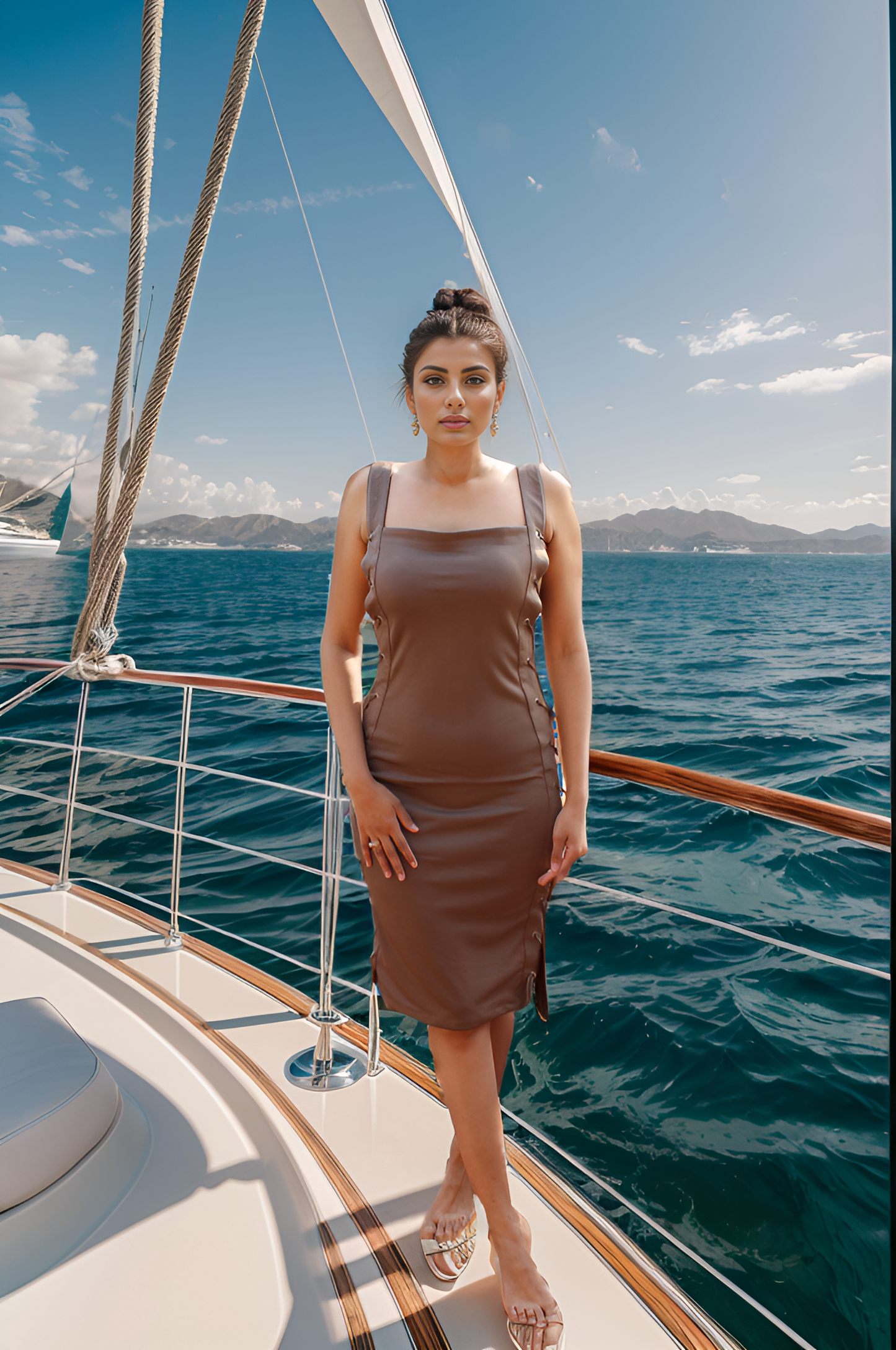 Risque Khakhi Side Tie Dress
