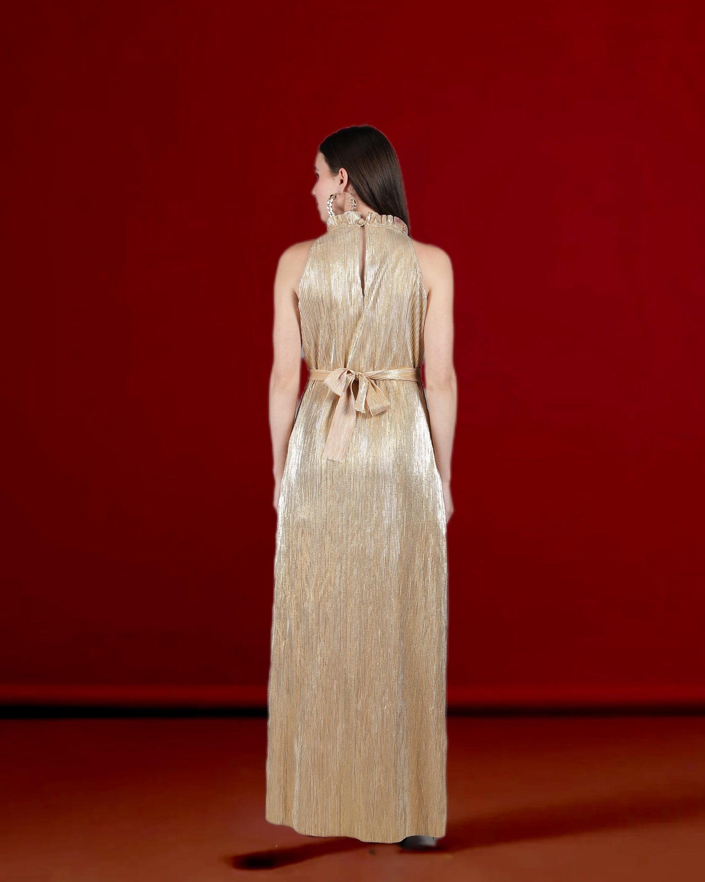 Metallic Gold Halter Gown