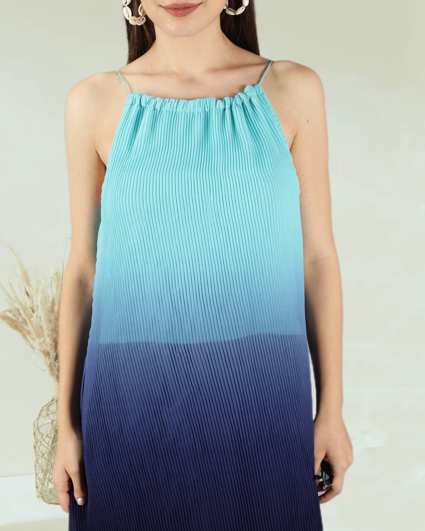 CLEARANCE - Ombre Blue Halter Dress