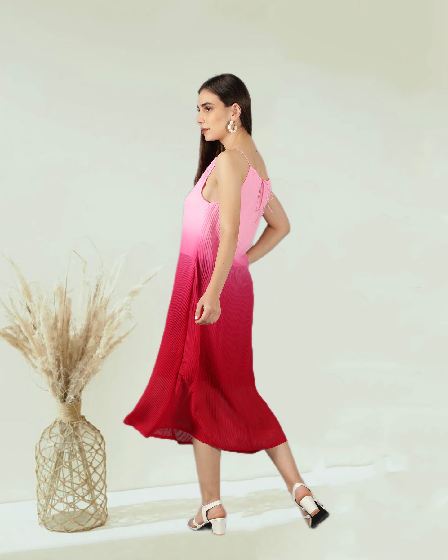 CLEARANCE - Ombre Pink Halter Dress