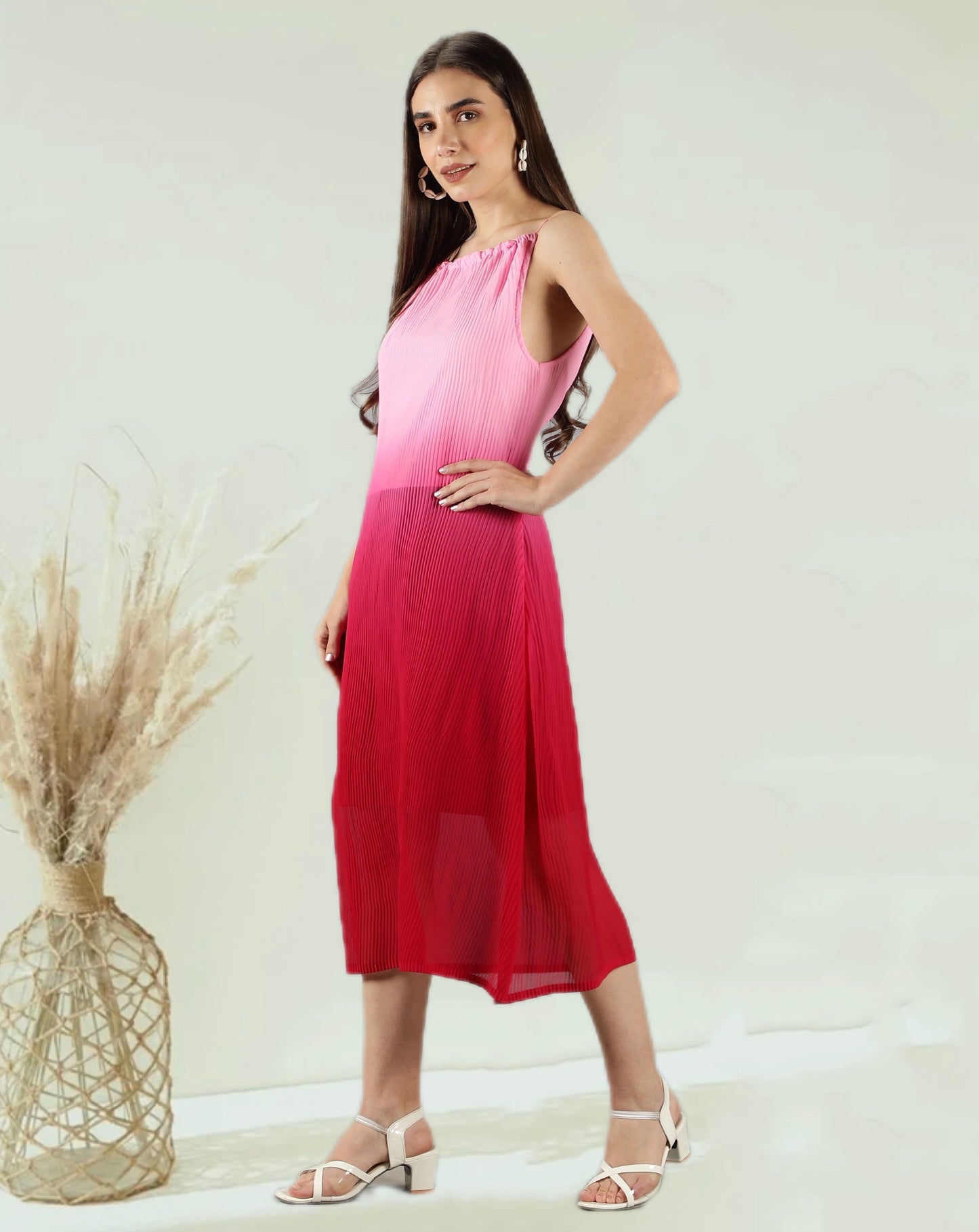 CLEARANCE - Ombre Pink Halter Dress
