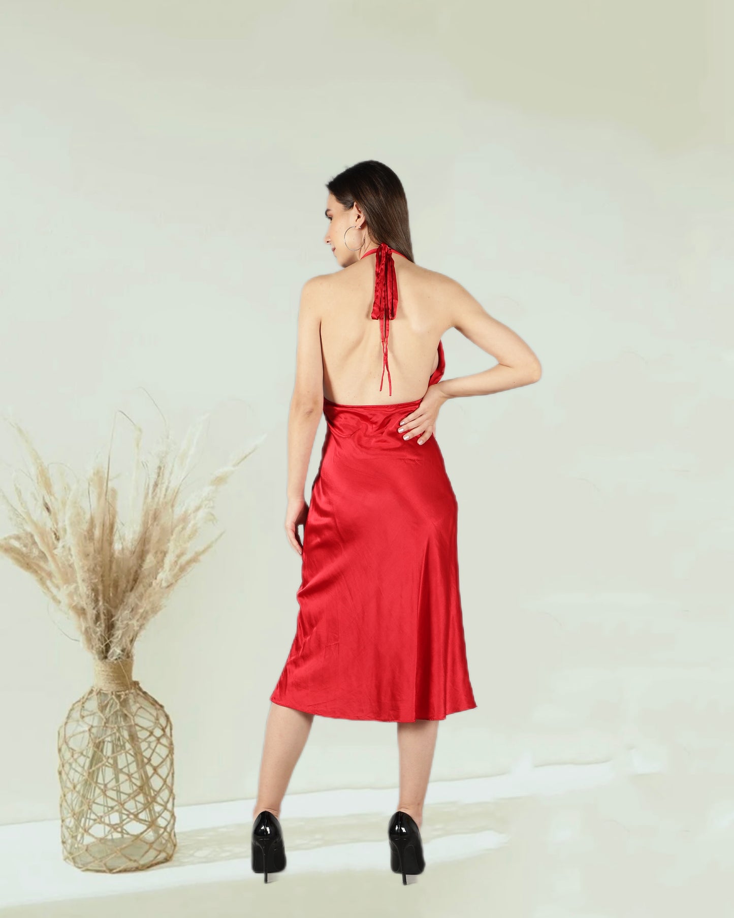 CLEARANCE - Red Marilyn Halter Dress