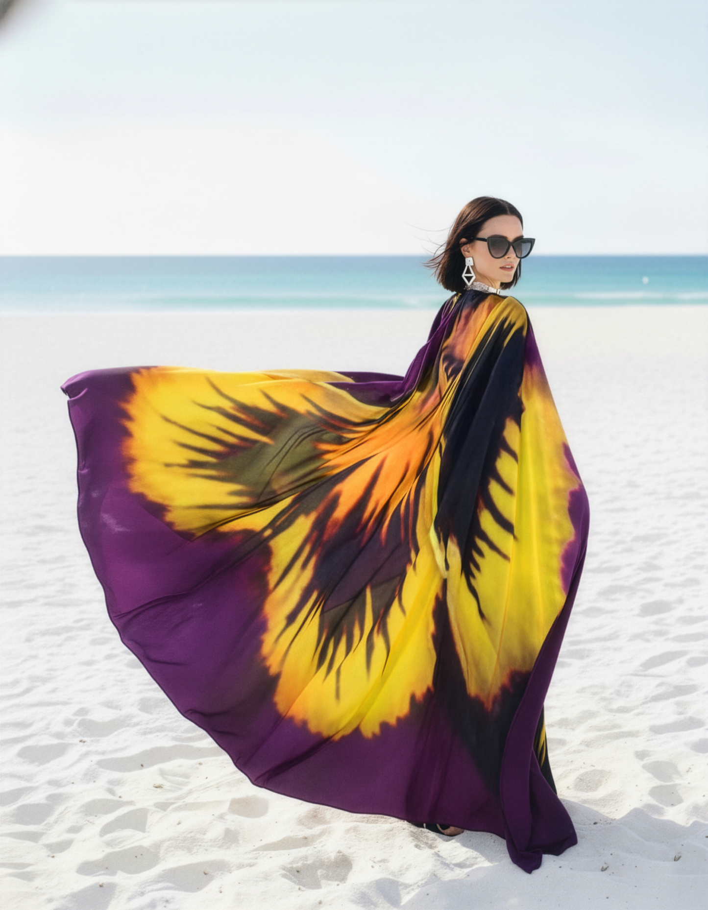 Purple Pansy Cape Kaftan