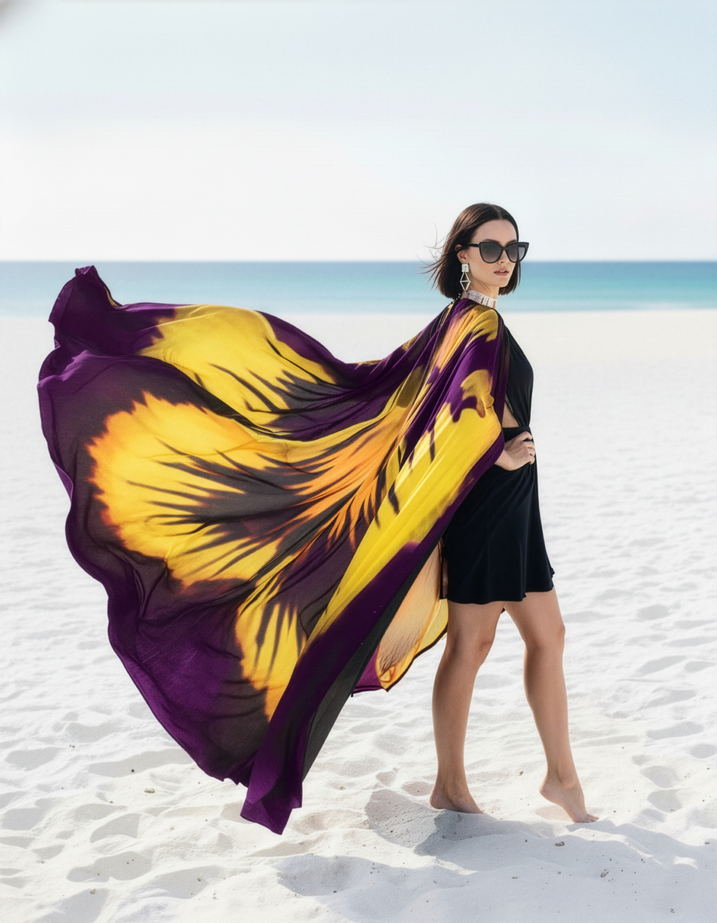Purple Pansy Cape Kaftan