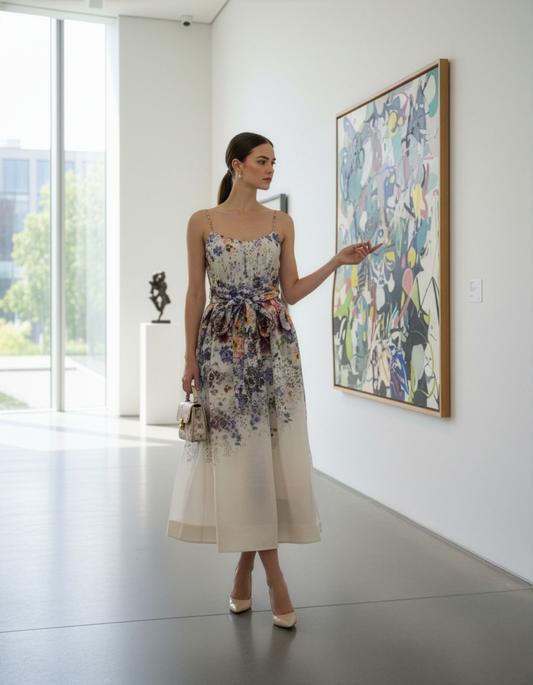 Vintage Cream Floral Dress