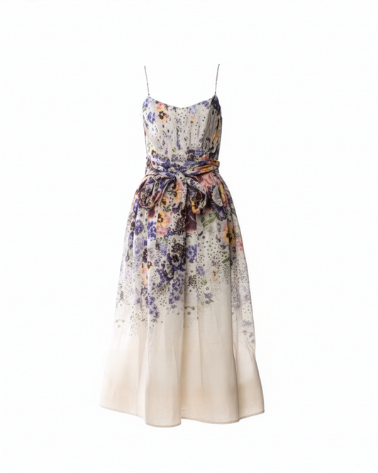 Vintage Cream Floral Dress