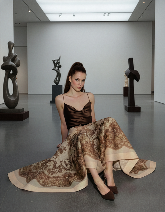 Vintage Beige Paisley Skirt